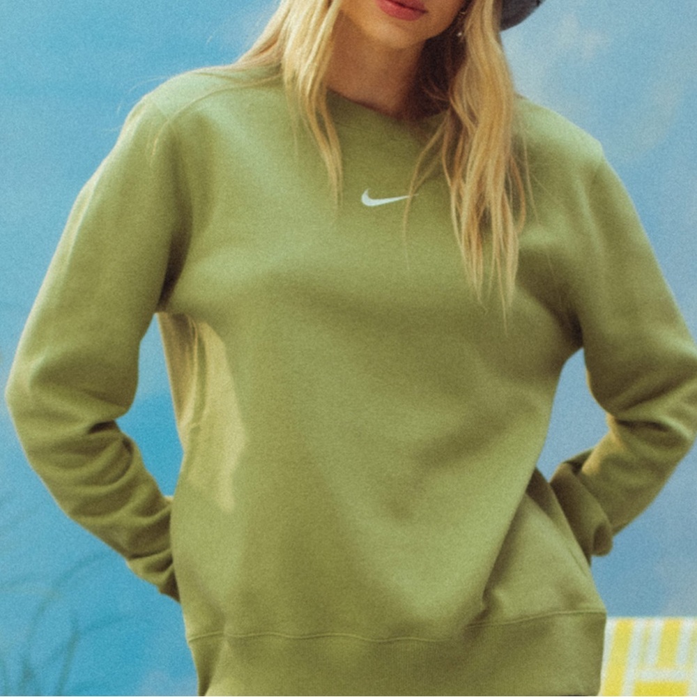 NIKE Sportswear Phoenix Womens Oversized Crop Crewneck Sweatshirt Kiwi Green XL